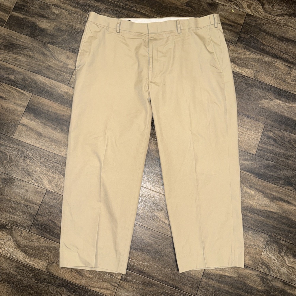 Orvis Flat Front Casual Chino Pants 100% Cotton Women's Size 40x25 Short Beige